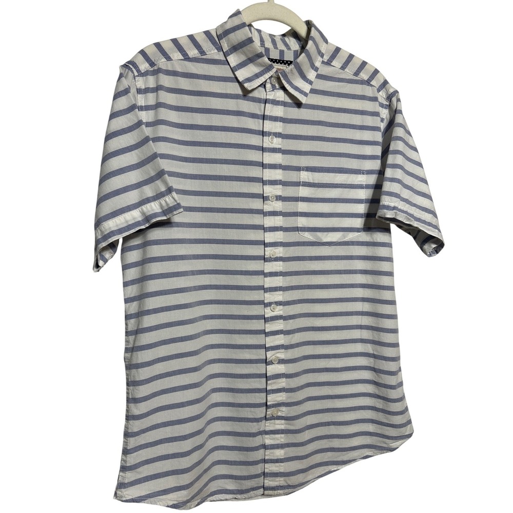 Hudson & Barrow‎ NYC Striped Button Down Shirt Women's Medium Blue White Casual